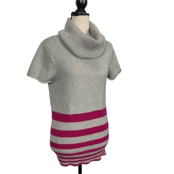 BCBGMaxAzria Sweater Wool Angora Cowl Neck Striped Pink Grey Size Medium - Picture 4 of 10